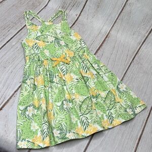 TOMMY BAHAMA Girls’ Spring Summer 100% Cotton Dress Green & Yellow Size 4T